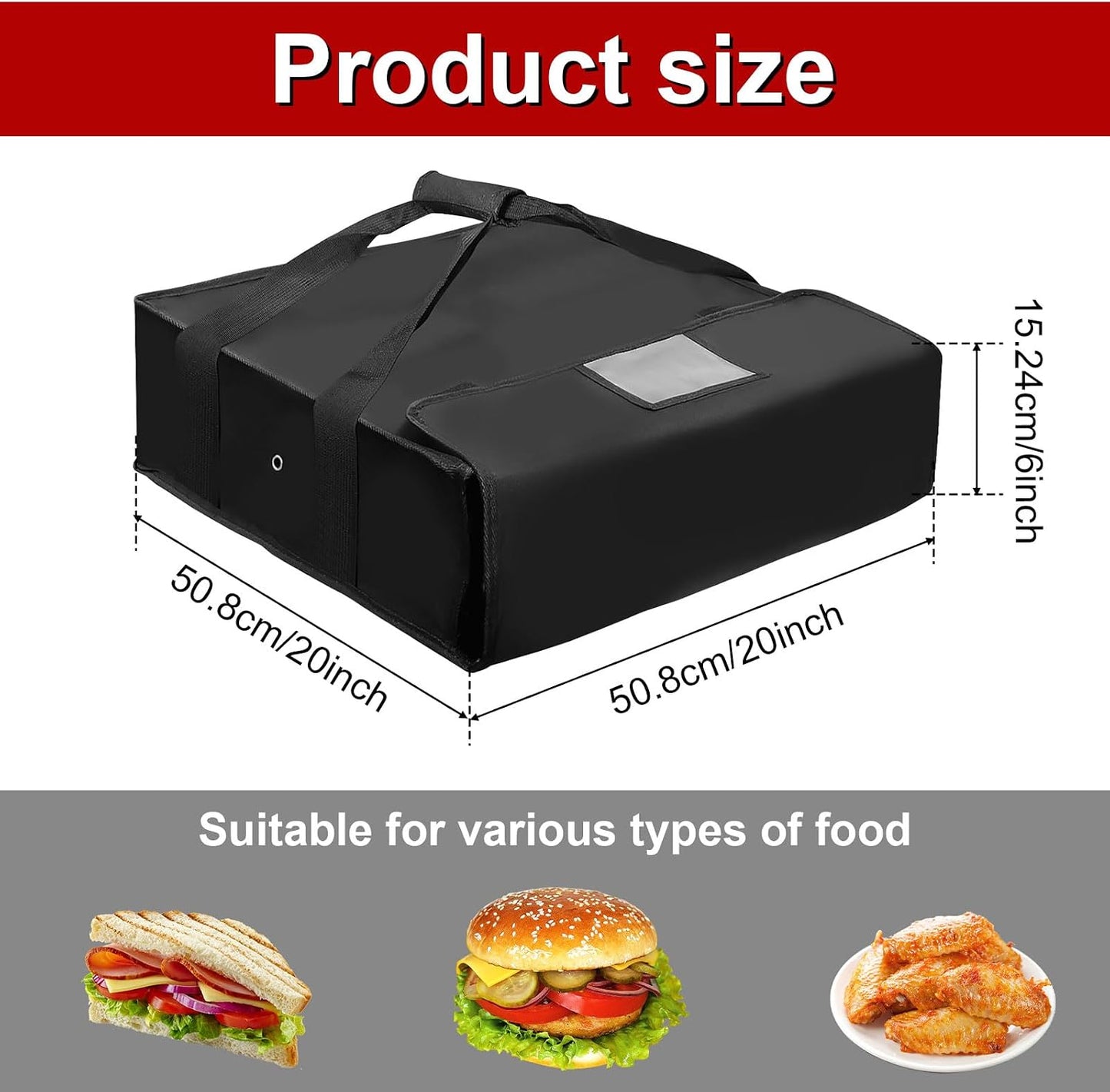 Bolsa comida pizza con correas impermeable fiesta picnic
