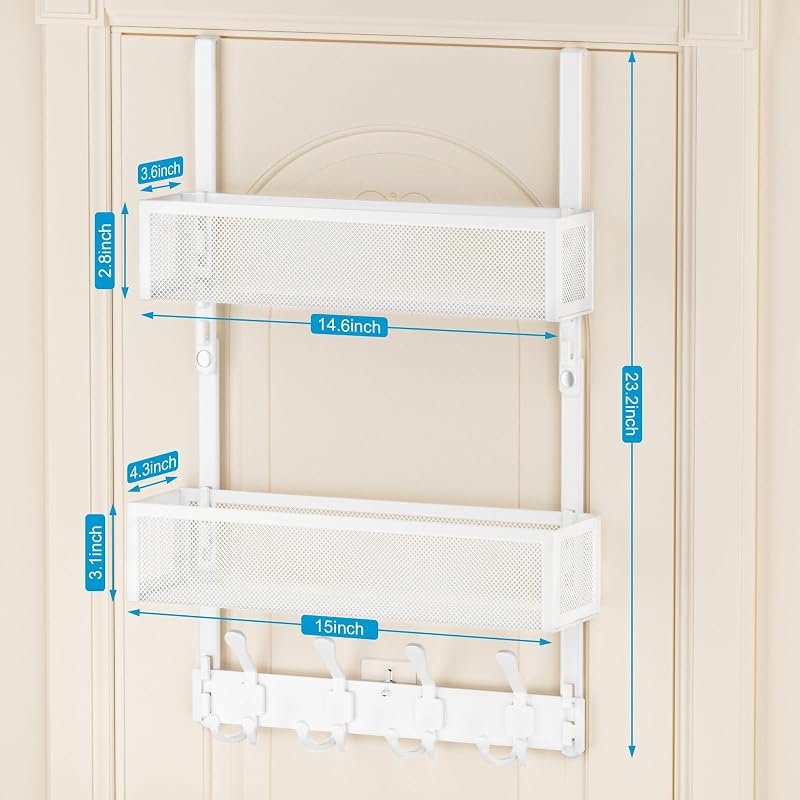 Organizador puerta con ganchos 2 canastas