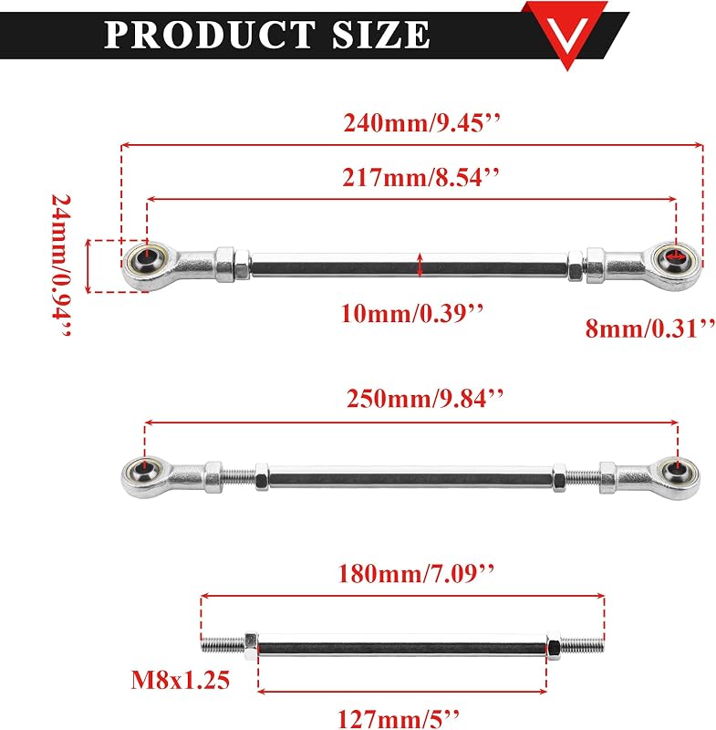 2 Pzas Kit Dirección Barra Acoplamiento 180mm Go Kart