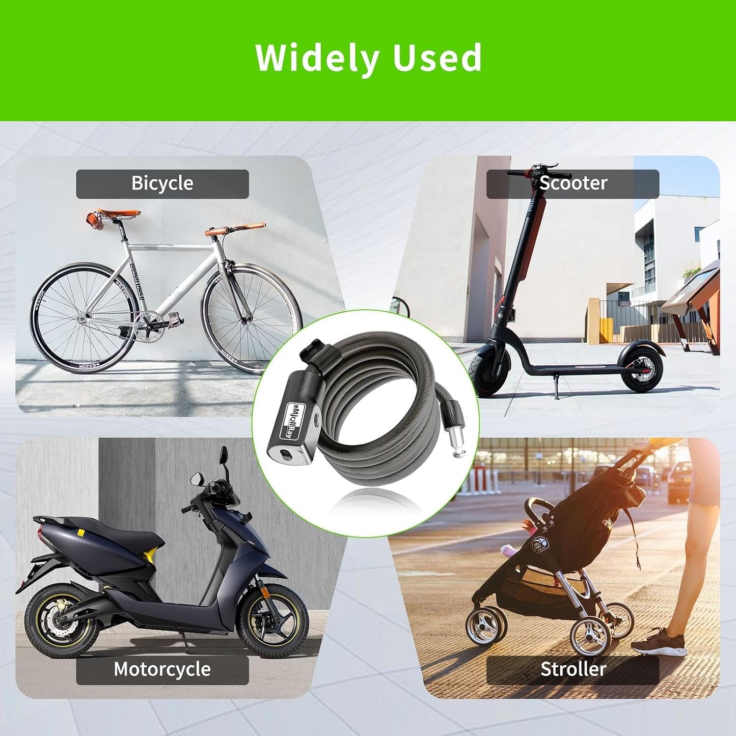 Bloqueo scooter 4ft antirrobo con soporte para bicicleta