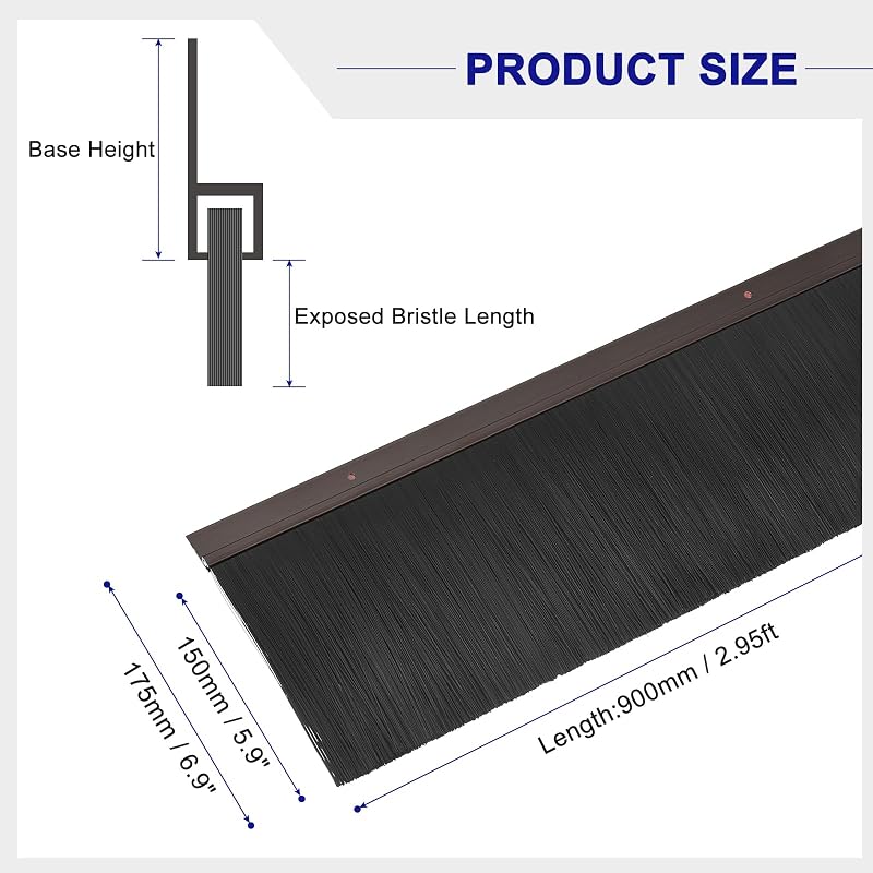 2 Cepillos Puerta Base Aluminio Forma H 5.9" Negro