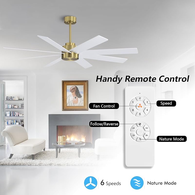 Ventilador techo DC 72" 8 aspas madera 6 velocidades