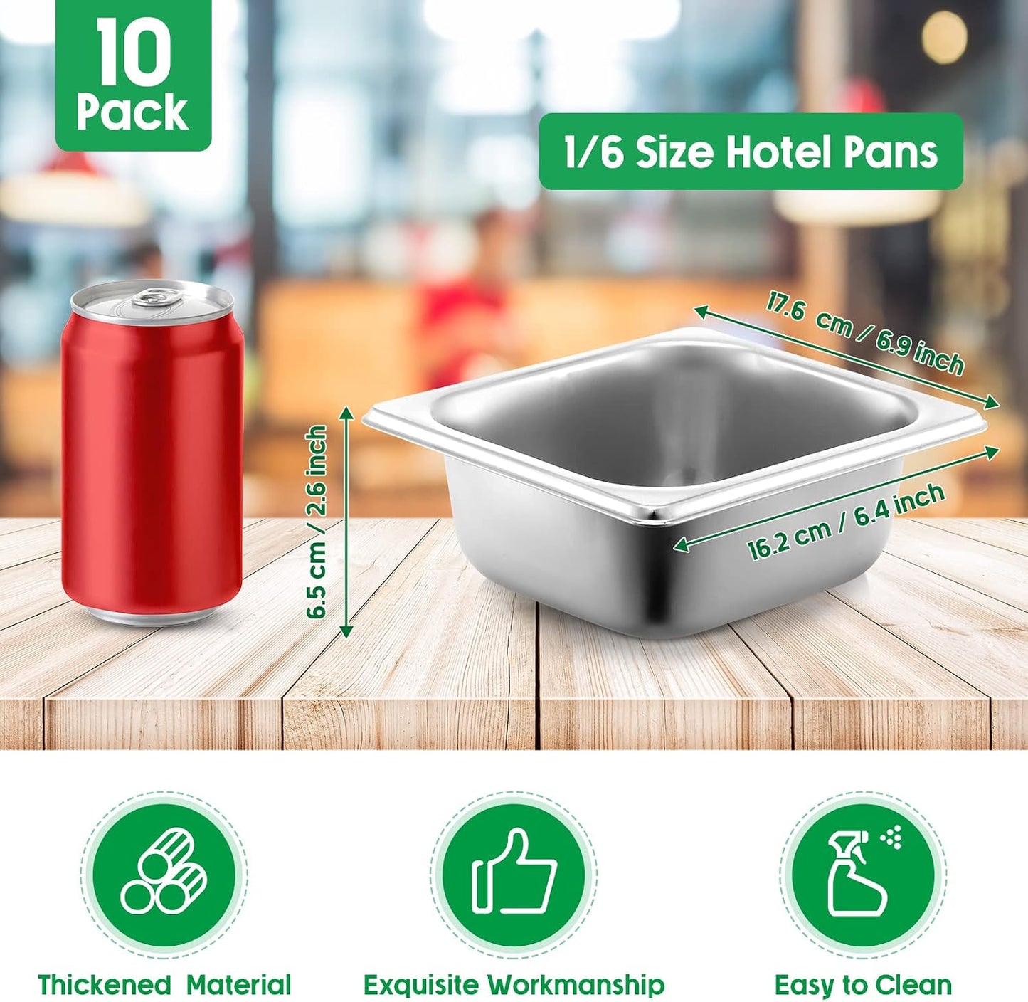 10 Sartenes Acero Inox 2.5pulg Profundidad Catering