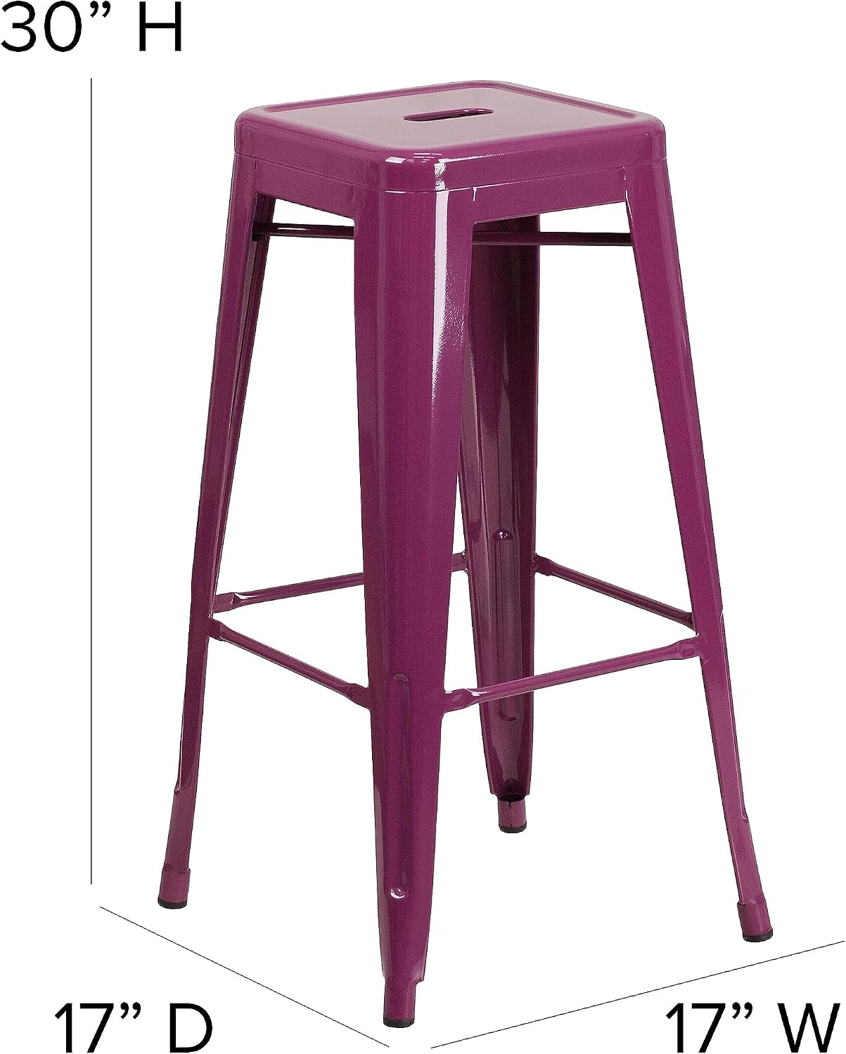Taburete 30pulg sin respaldo púrpura interior/exterior