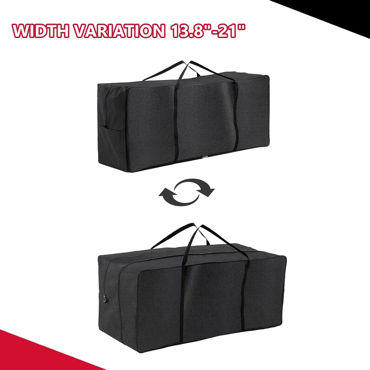 Bolsa almacenamiento cojín ajustable resistente negro 8"