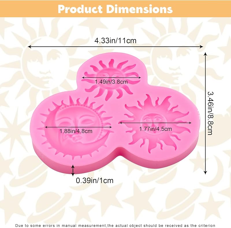 Molde silicona fondant cara sol luna decorar pasteles