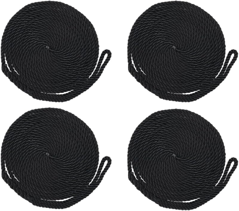 Líneas amarre barco nailon negro 3/8x20pulg set 4