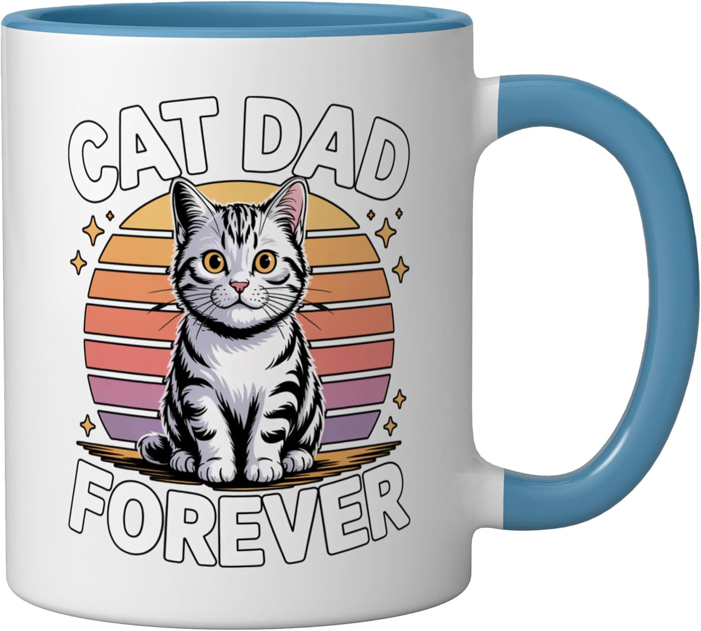 Taza Cerámica Cat Dad Forever Azul/Blanco