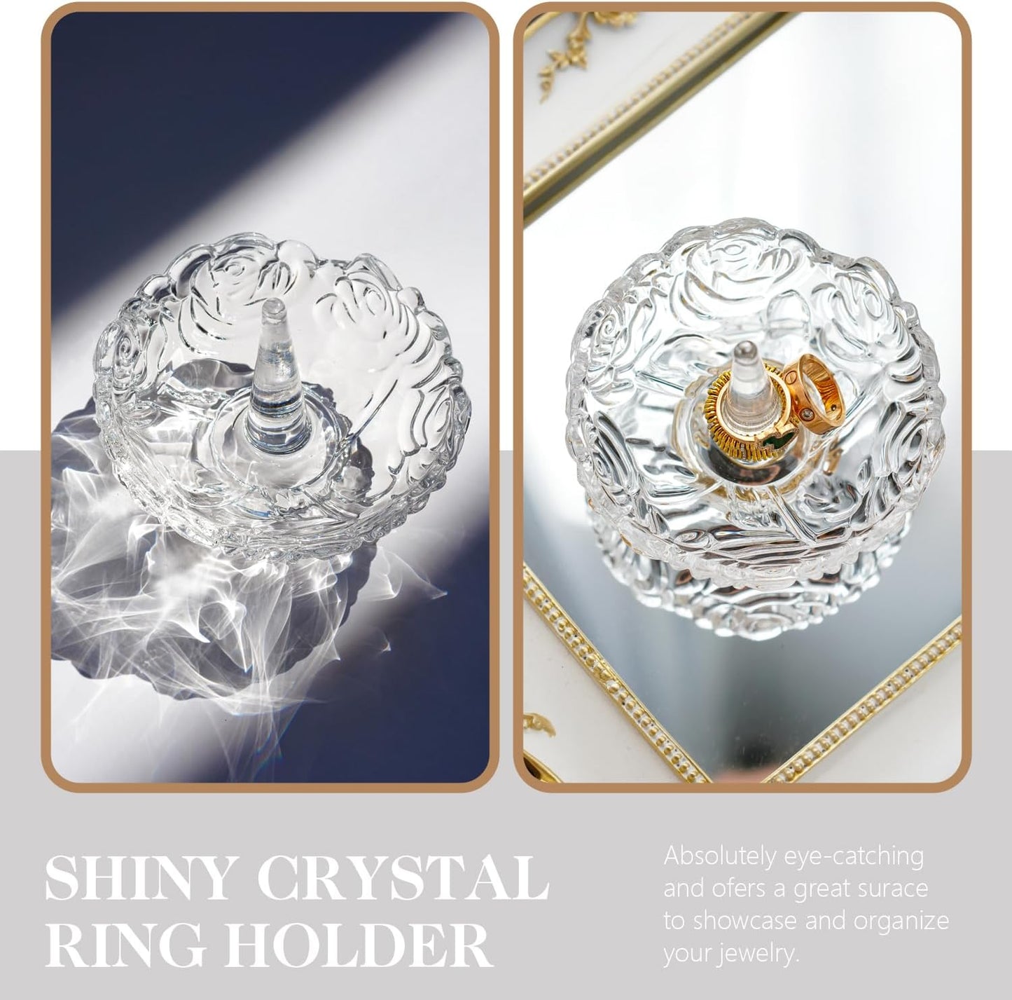 Soporte anillos cristal redondo para joyas boda mamá