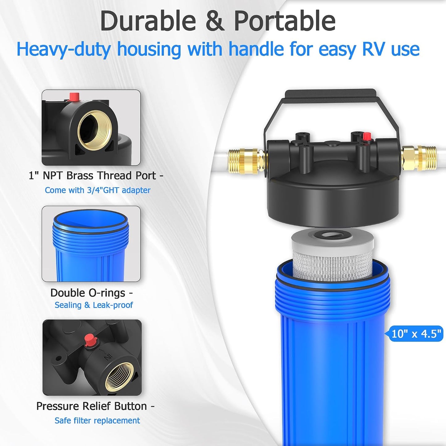 Sistema filtro agua HHB10 0.2micrones elimina cloro