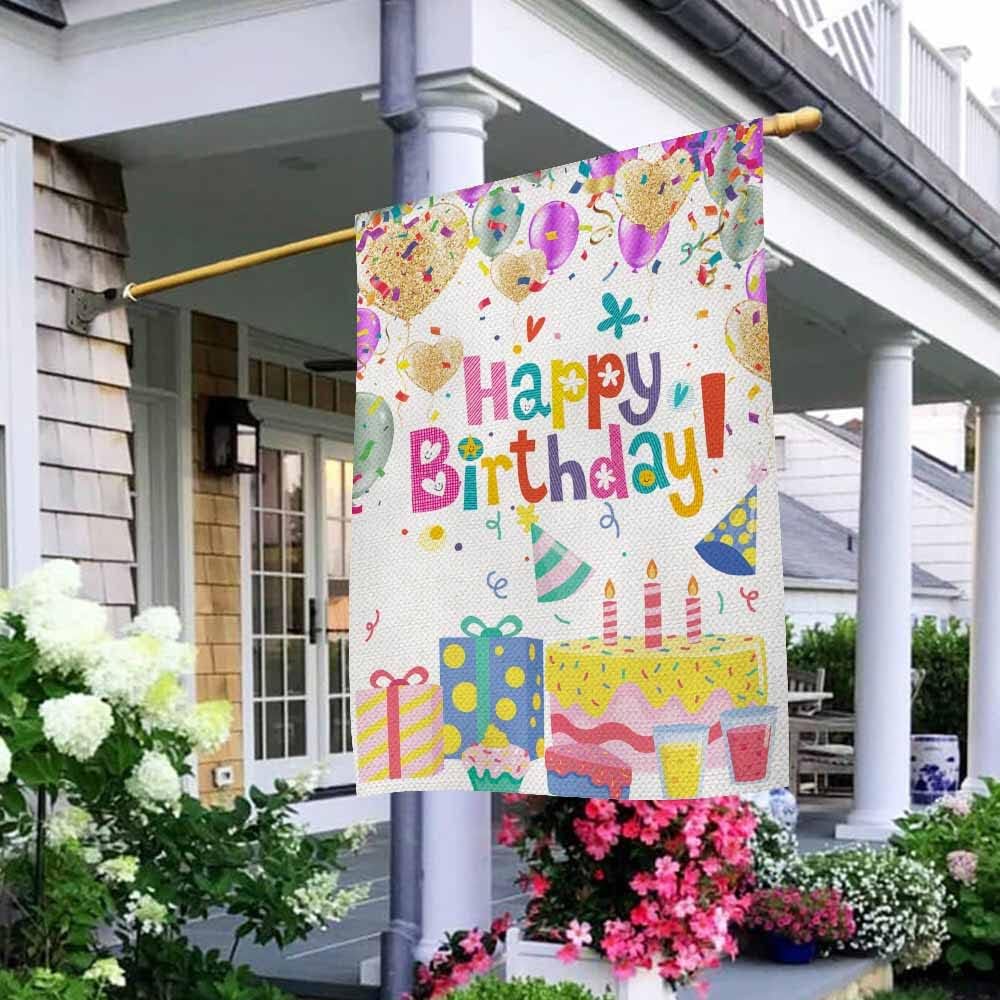 Banderas de cumpleaños 28x40" doble cara para patio