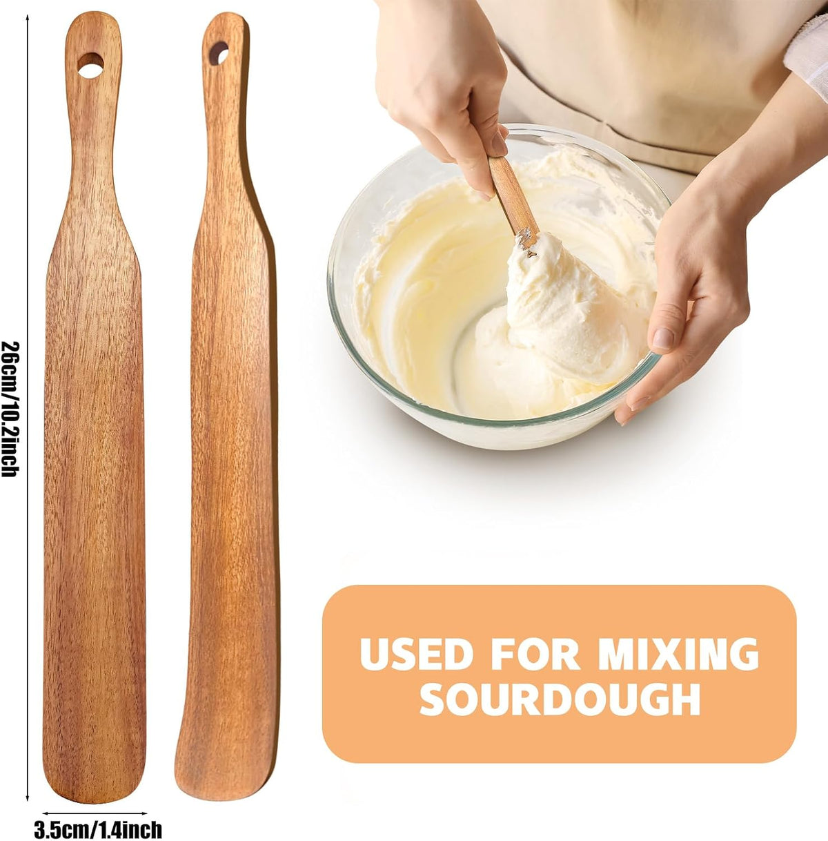 Spurtle madera teca para masa madre hornear cocinar