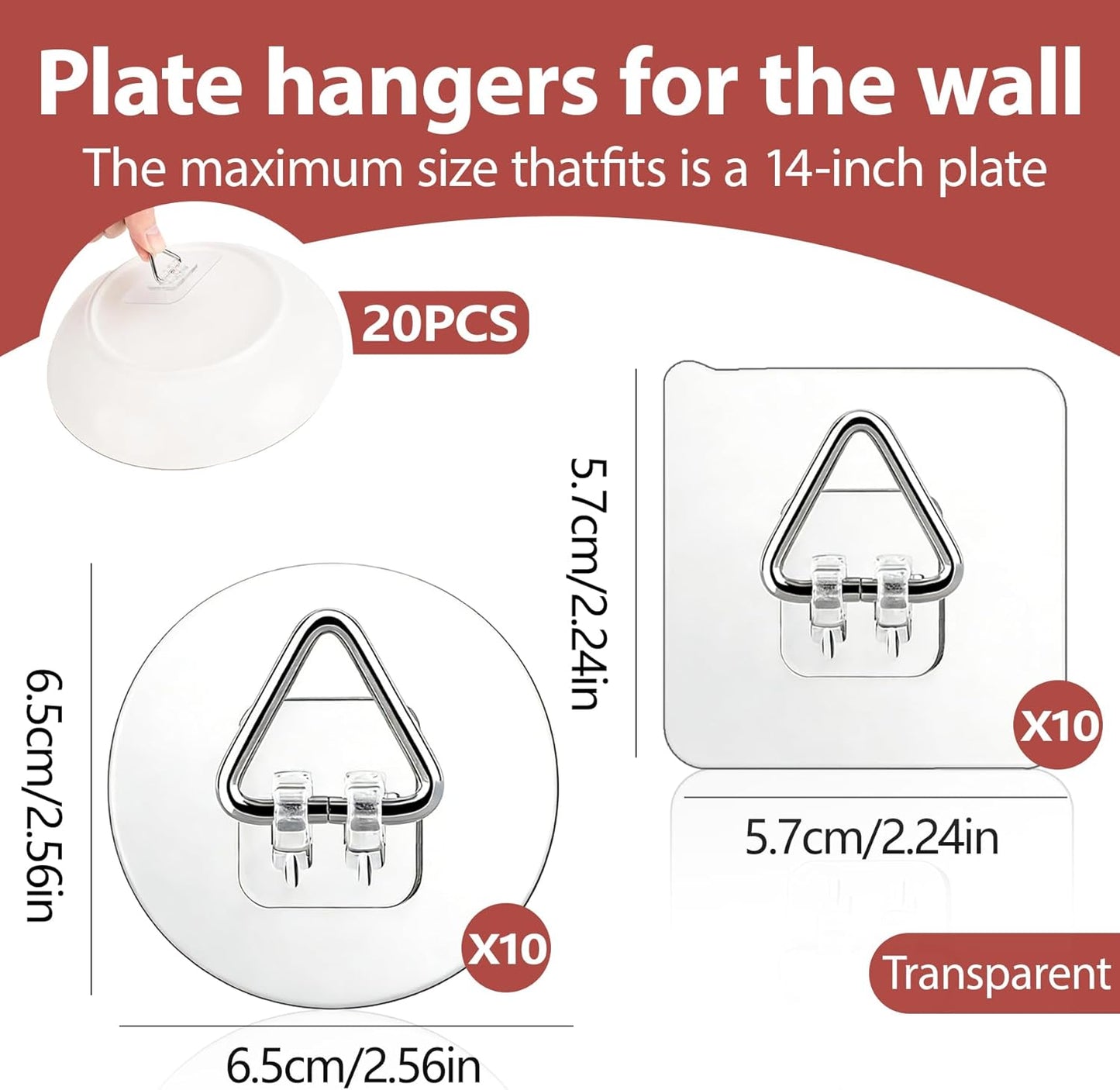 20 Ganchos Adhesivos para Pared 8-10pulg Decoración Hogar