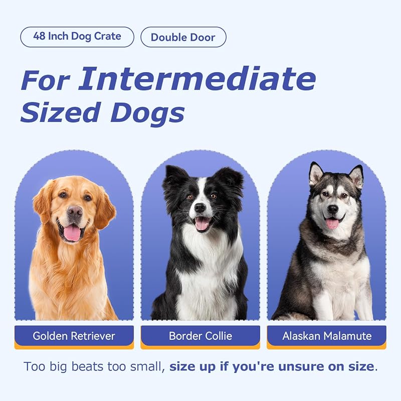 Jaula plegable perros 48pulg doble puerta bandeja extraíble