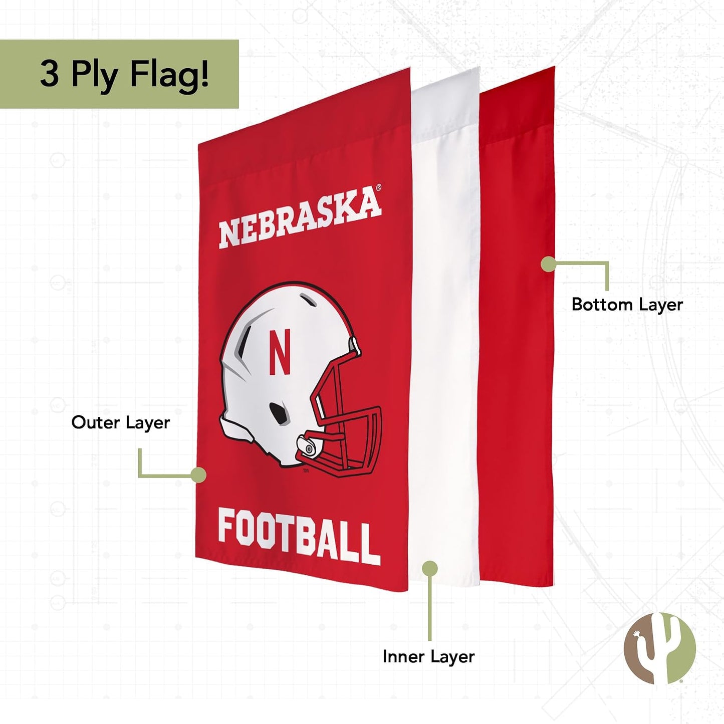 Bandera jardín UNL Nebraska Cornhuskers 19x12"
