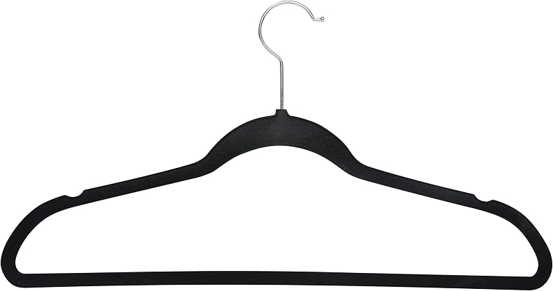 10 Perchas Terciopelo Negro Delgadas Abrazables