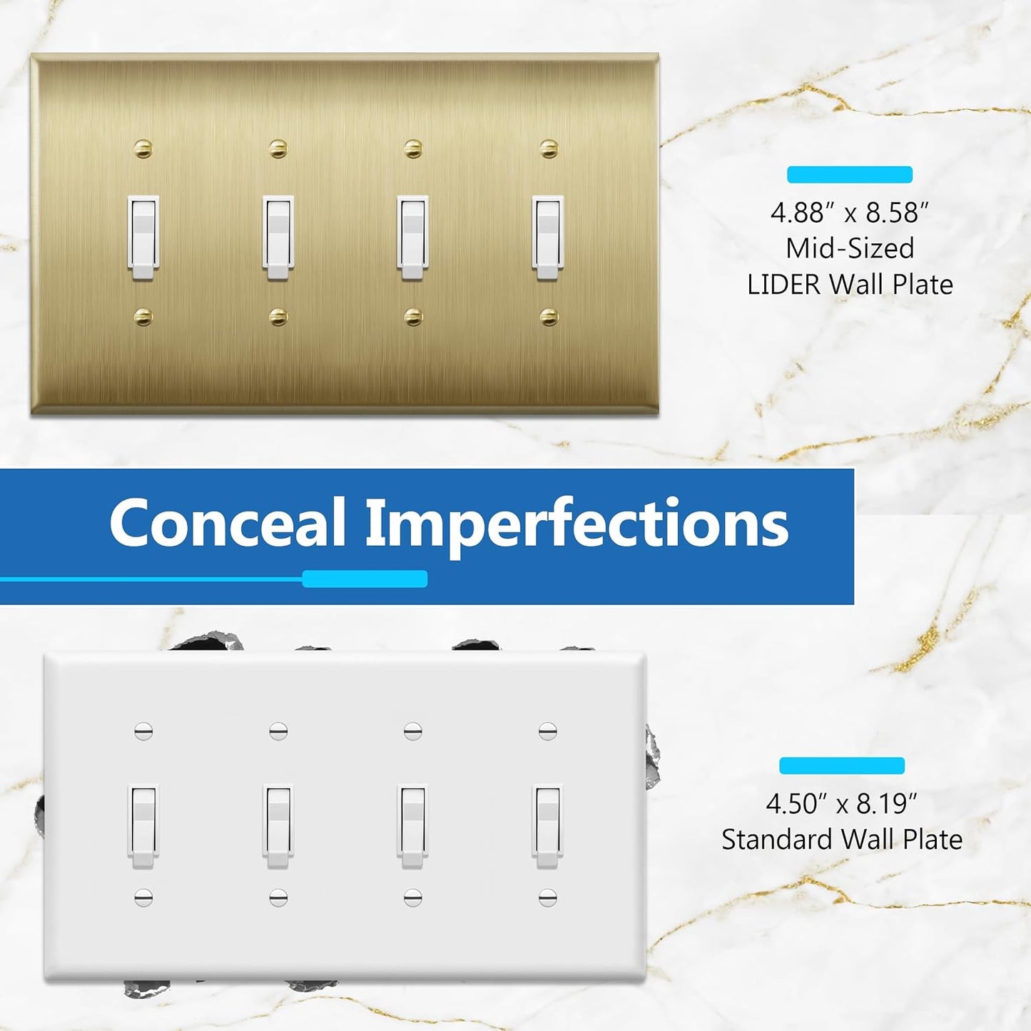 Placa pared acero inox 4.88x8.58pulg pack 1