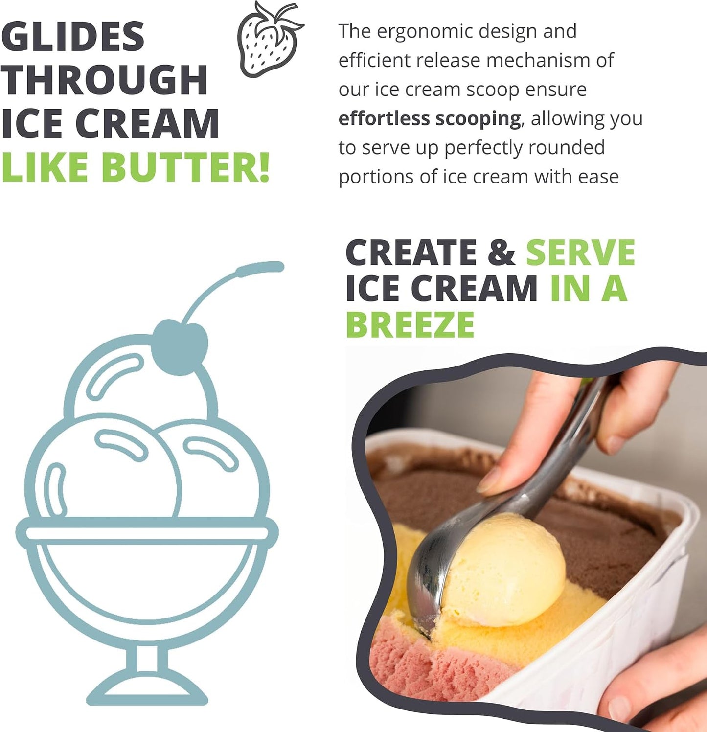 Cuchara helado crea esferas perfectas mango cómodo