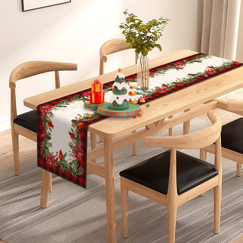 Camino mesa navidad cardenal búfalo 13x72pulg decoración hogar