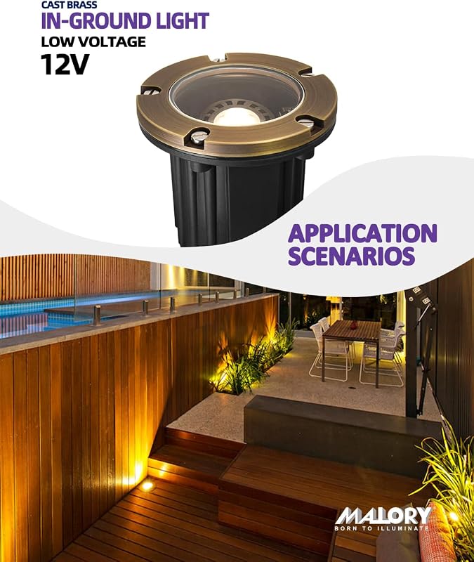 Luces empotradas paisajisticas 12V con cubierta latón
