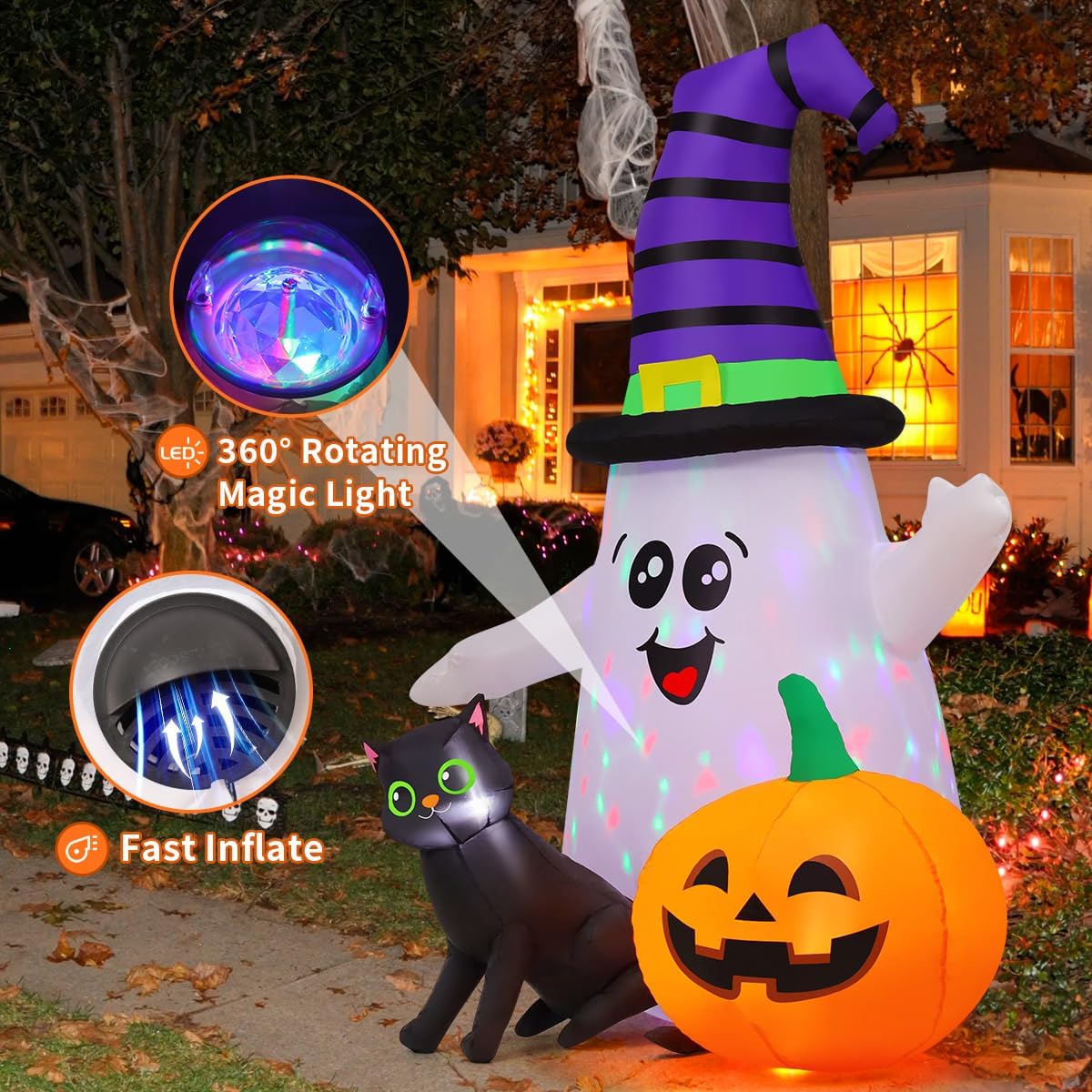 Fantasma inflable Halloween 5ft con luces LED
