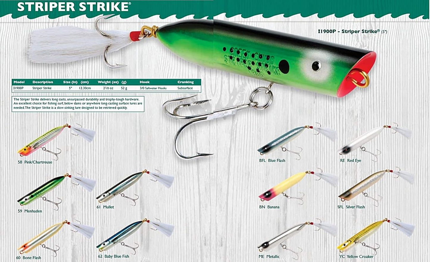 Señuelo de pesca strike hundimiento lento agua salada