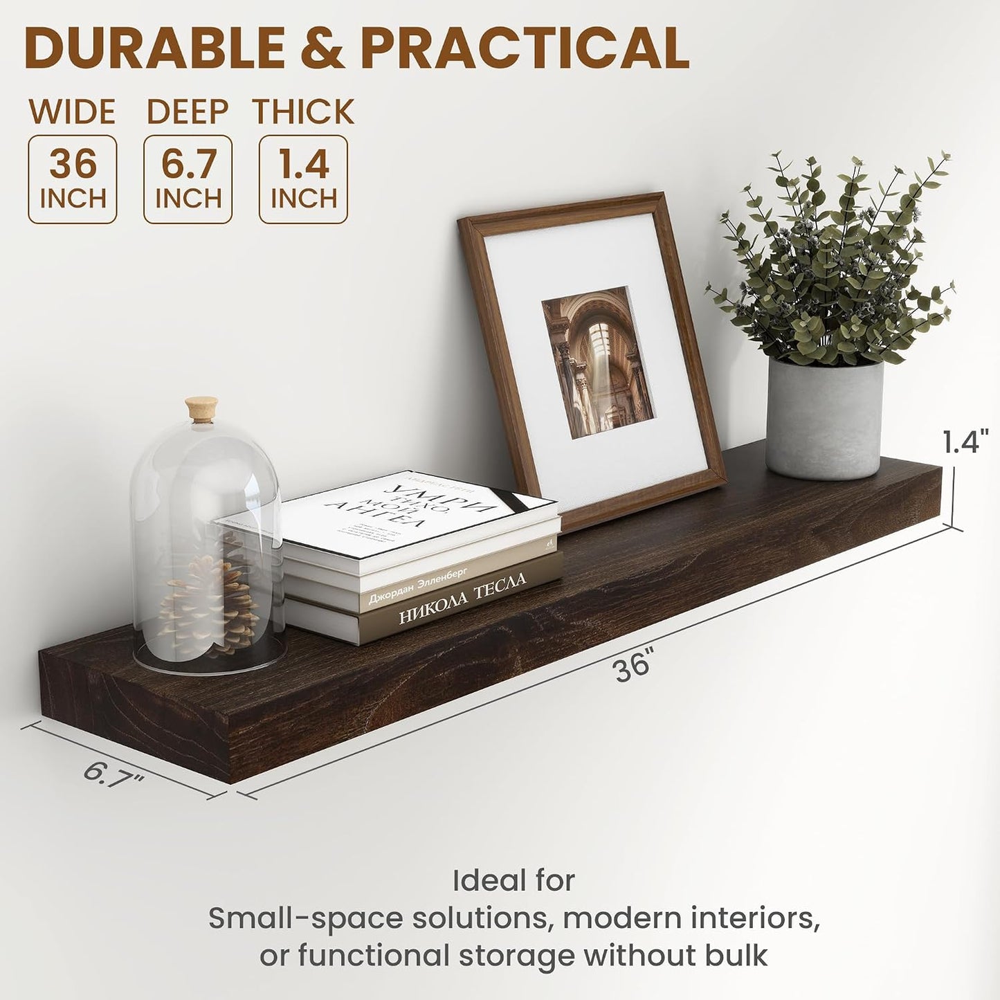 Estantes flotantes madera olmo 36pulg set 2 para cocina