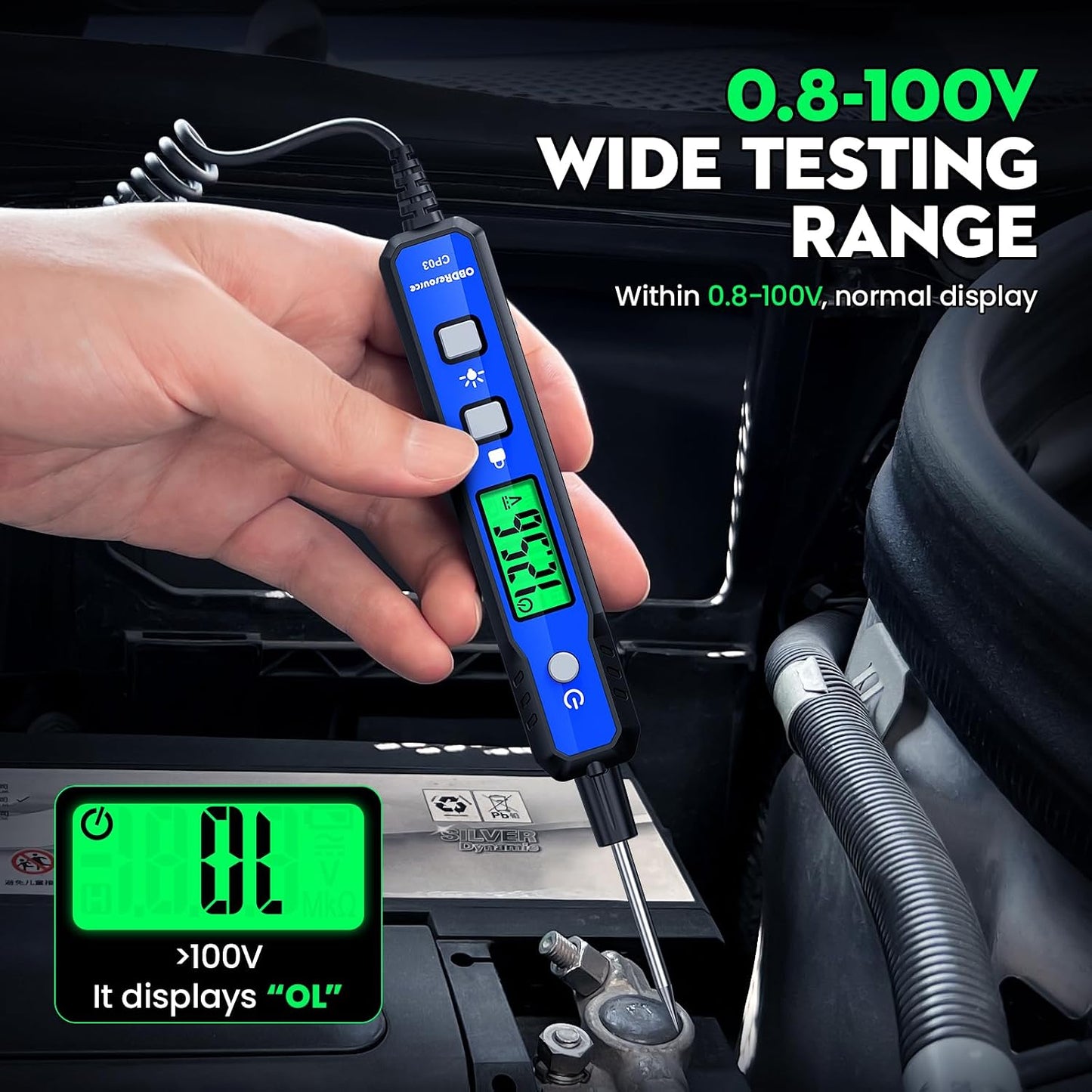 Probador circuito potencia auto con LCD digital