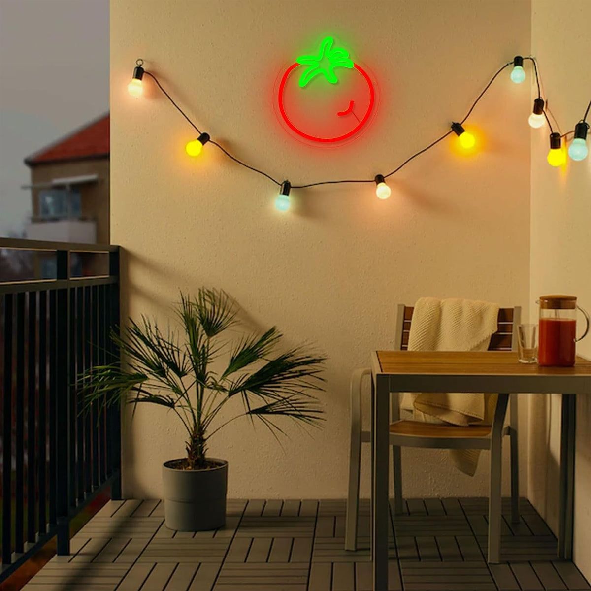 Letrero neón tomate LED 9.4x10.2pulg regulable USB habitación
