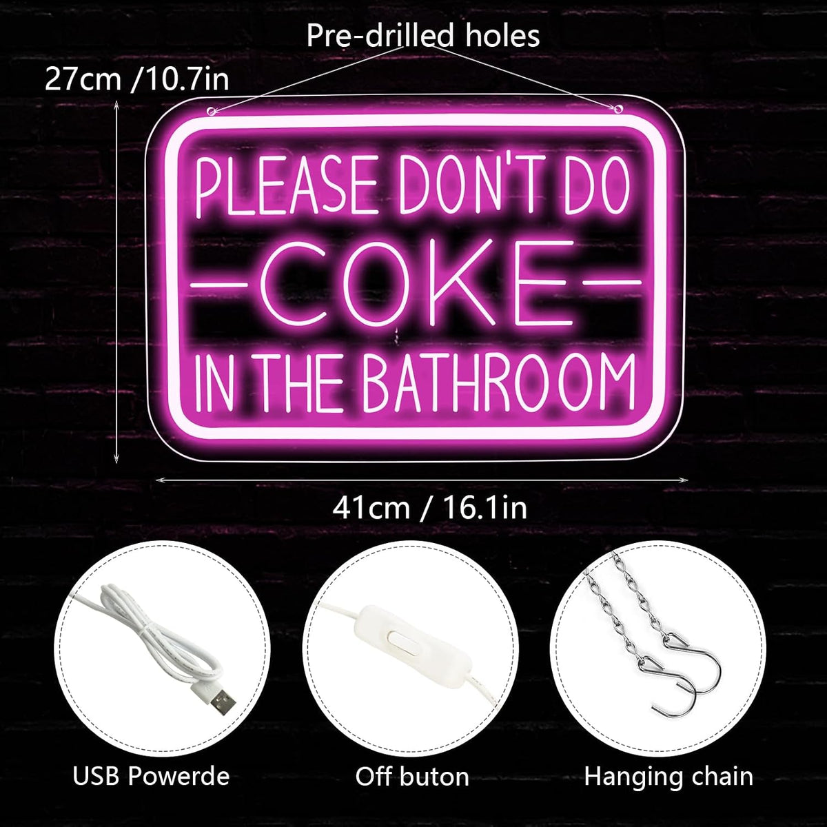 Letrero neón LED baño para bares clubes y adolescentes