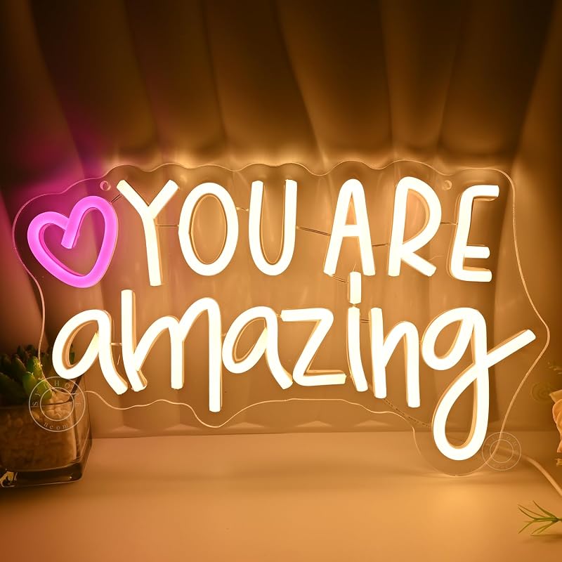 Letrero LED corazón 'eres increíble' 35x20.3cm USB decoración pared