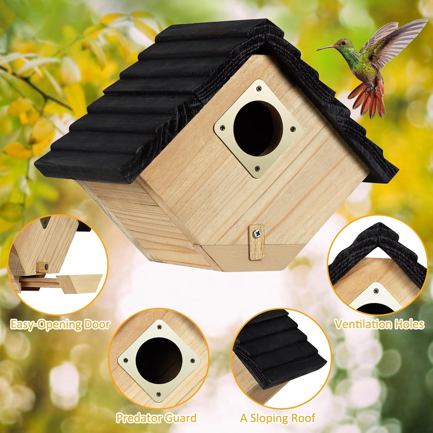 Casa pájaros madera colgante fácil limpieza