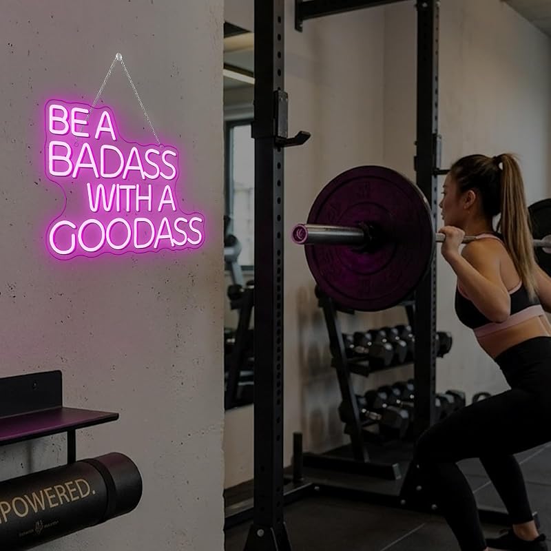 Letrero neón LED rosa 'BE A BADASS WITH A GOODASS' bar