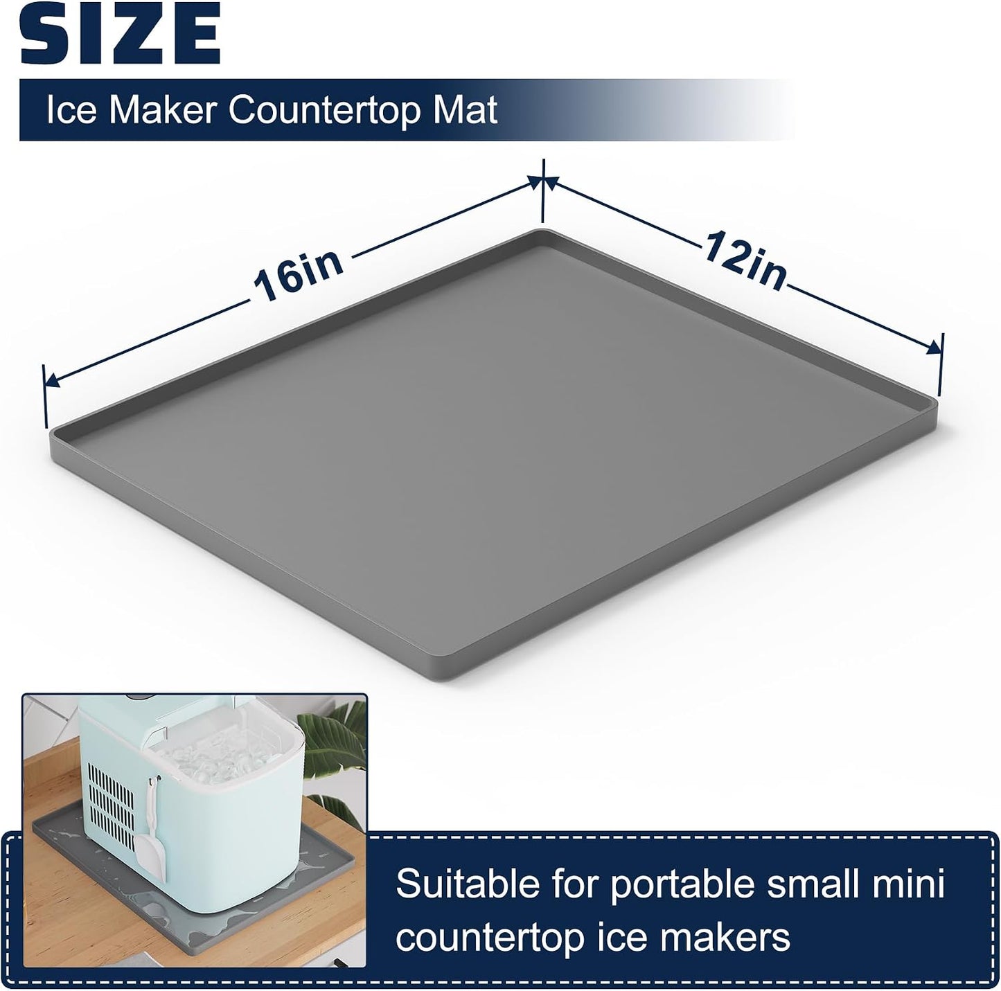Alfombrilla silicona 16x12pulg para máquina hielo portátil