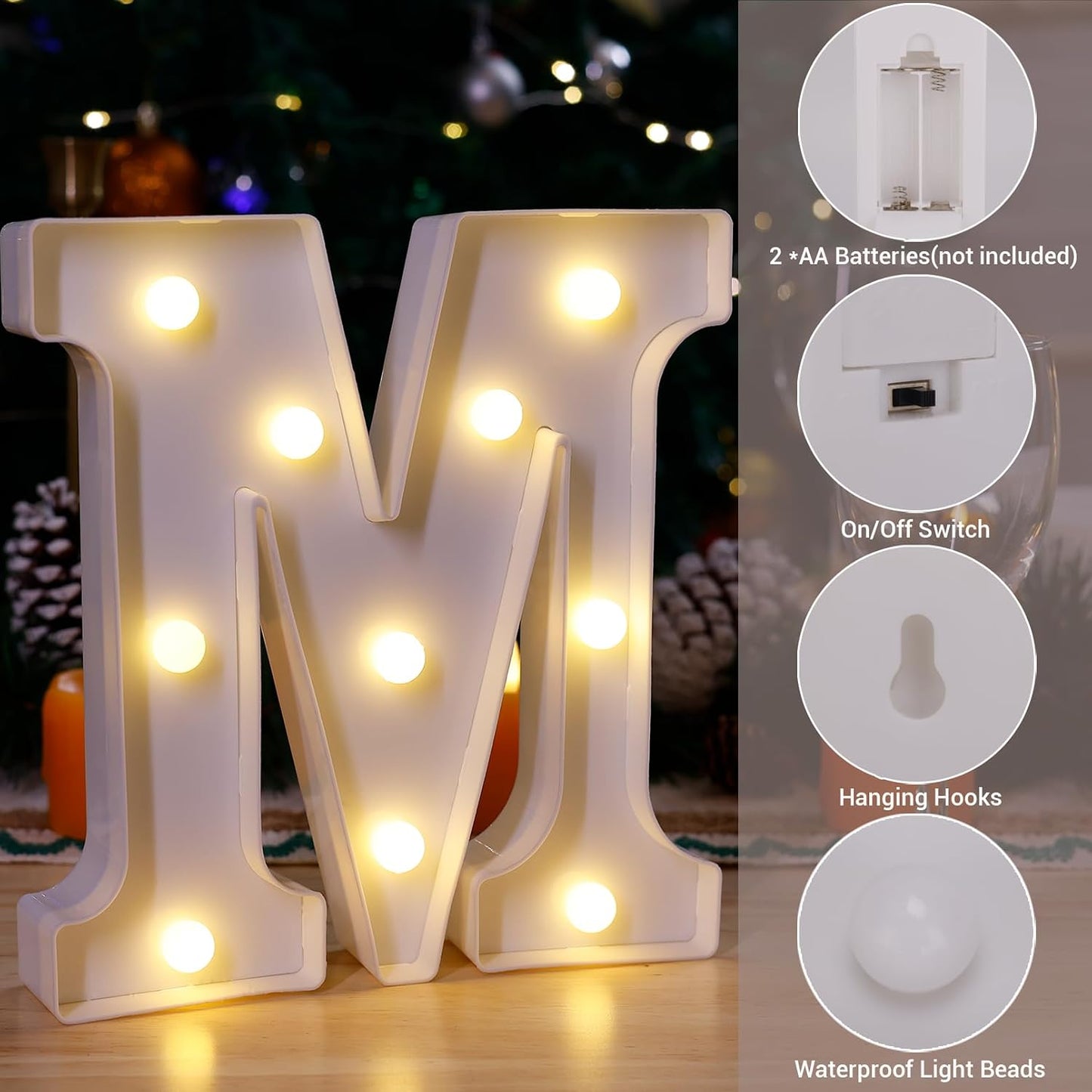 Letrero LED con letras iluminadas para fiestas y hogar
