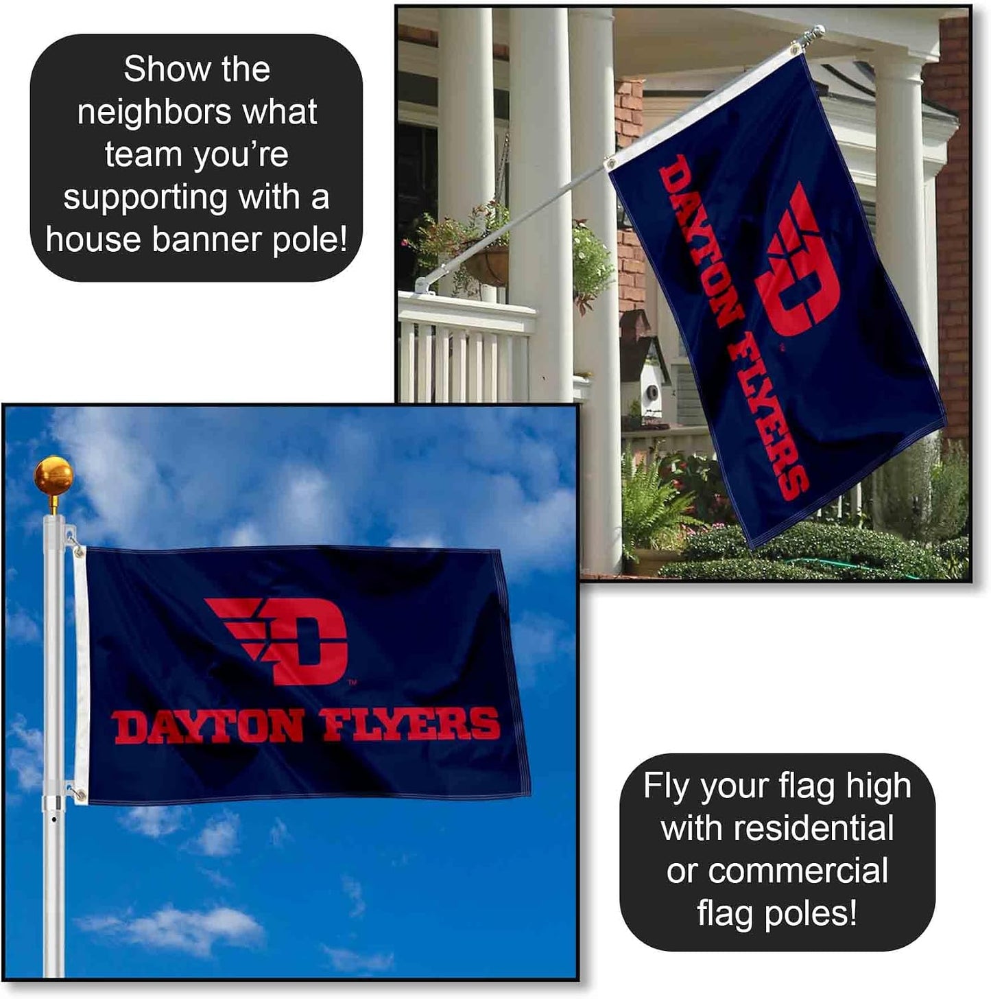Bandera letras rojas Dayton Flyers