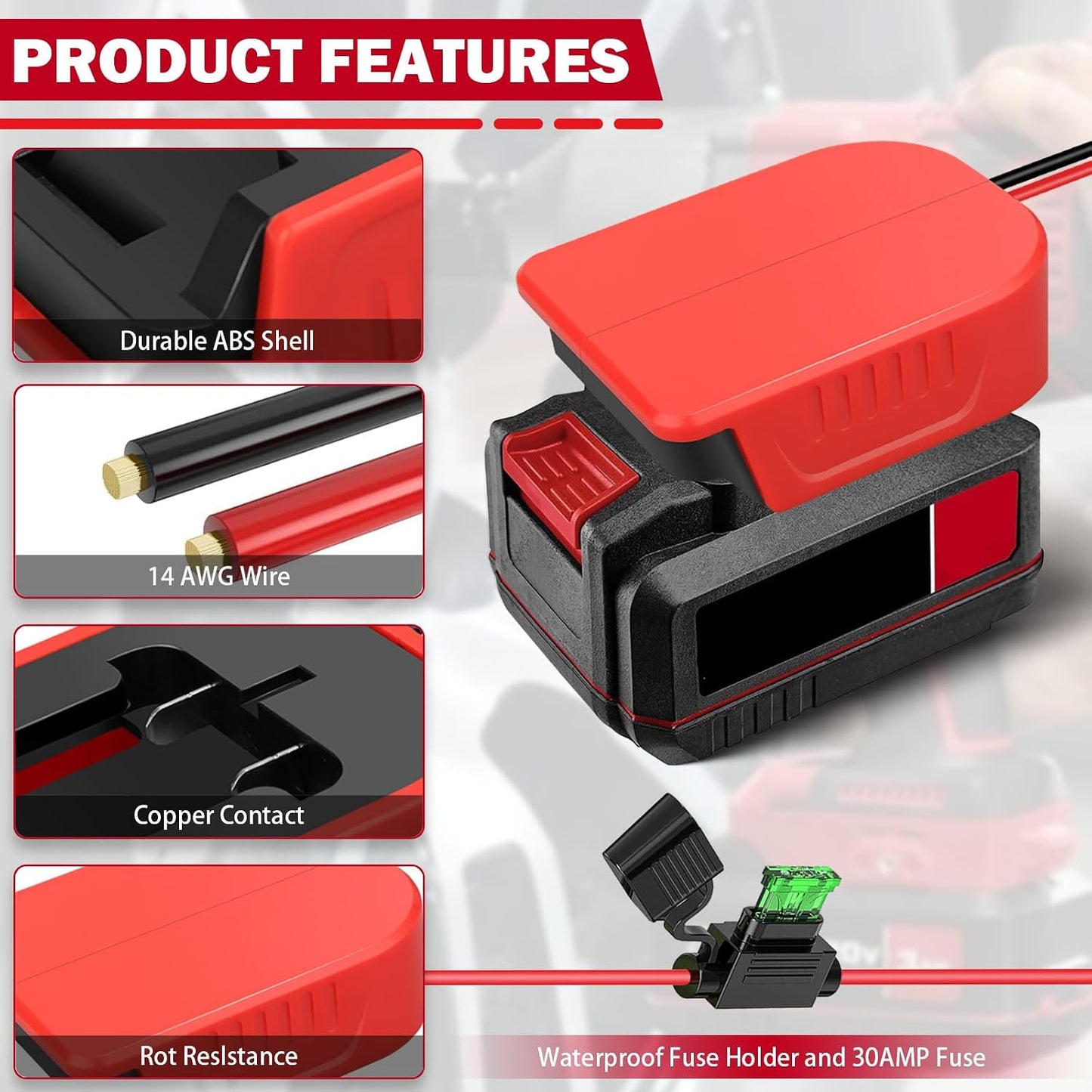 2 Unid. Adaptador Rueda Eléctrica para Bauer 20V con Fusibles