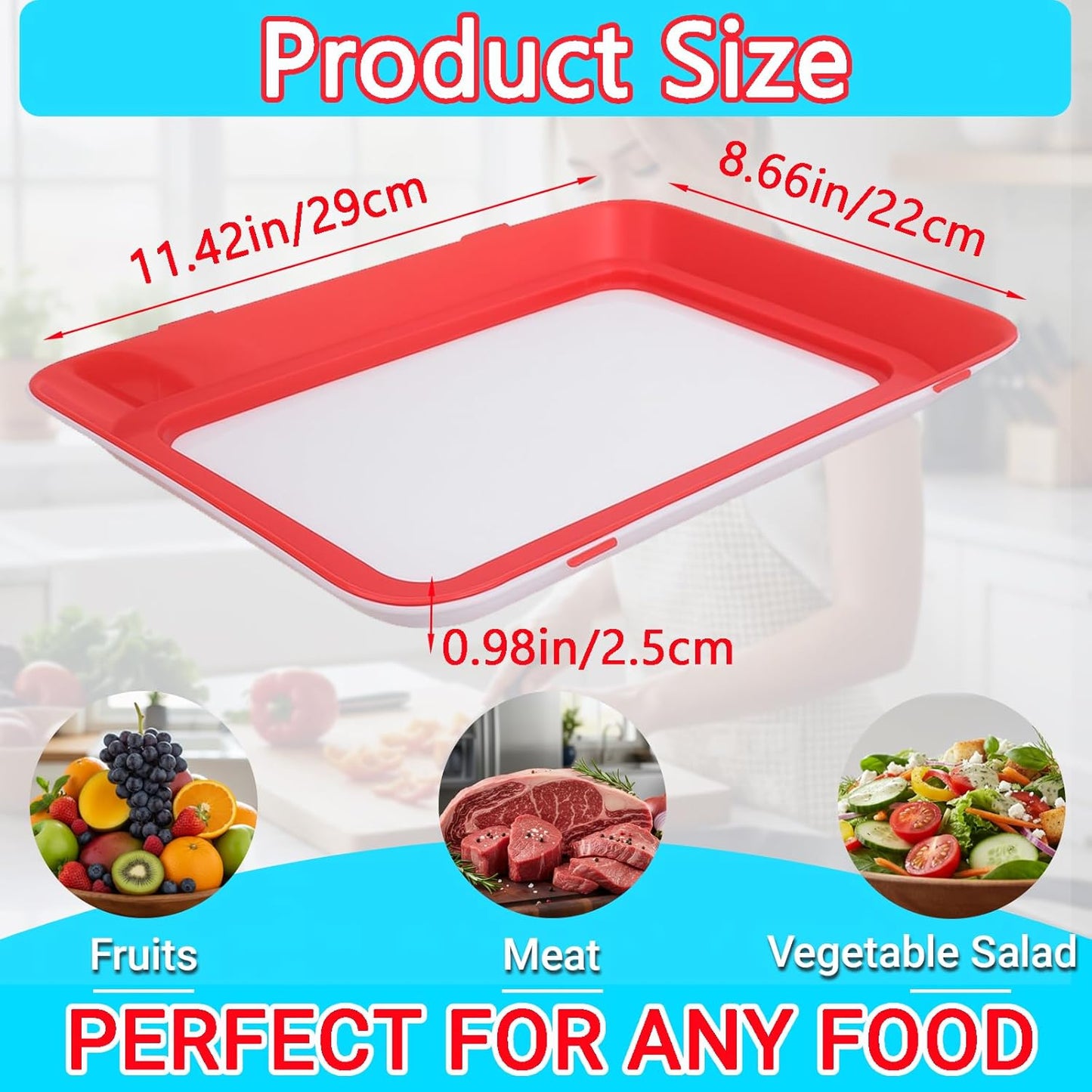 2 Bandejas Almacenamiento Reutilizables Con Tapas Rojo Claro