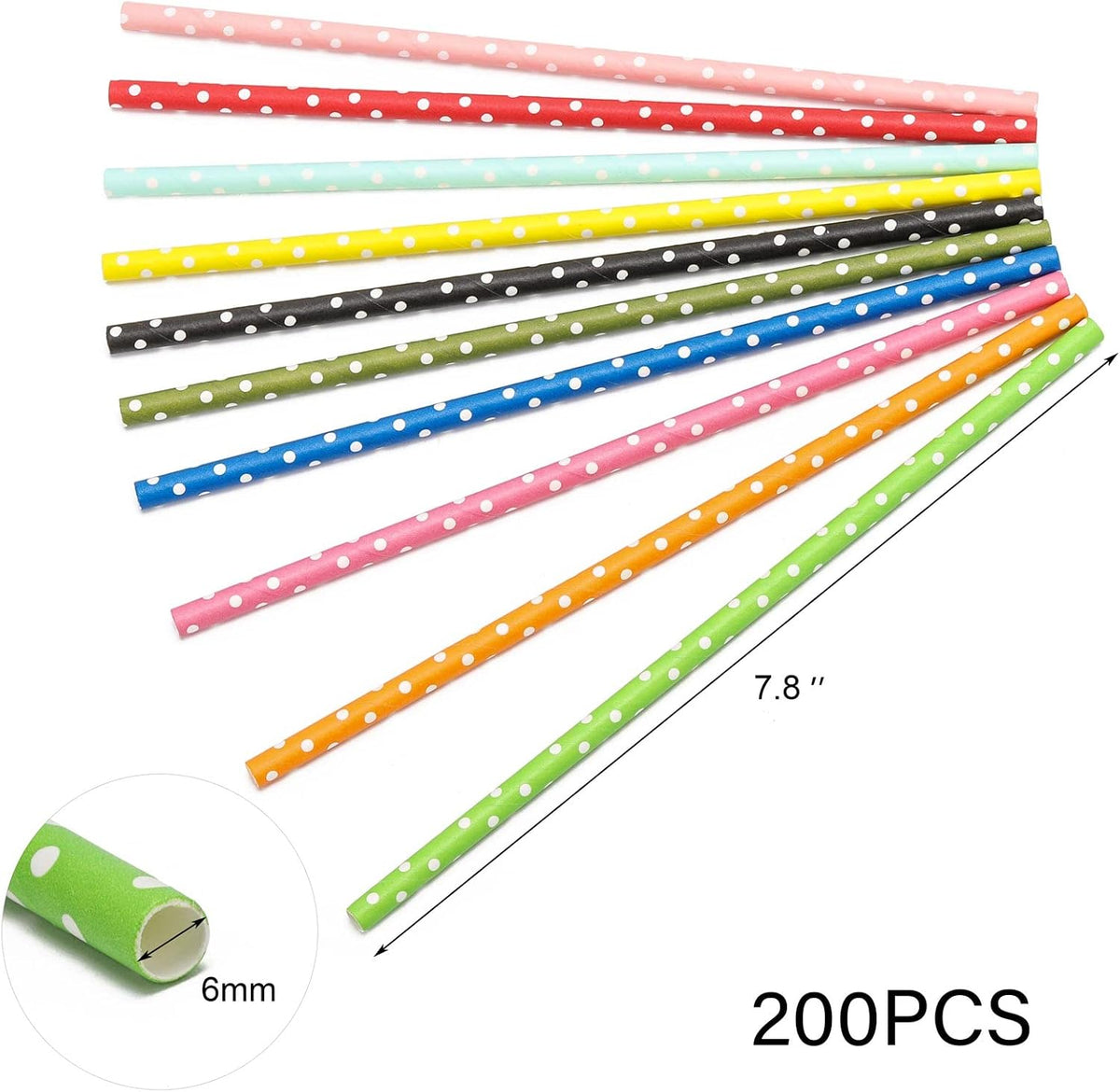 200 Pajitas Papel Biodegradables Multicolor para Fiesta Navidad