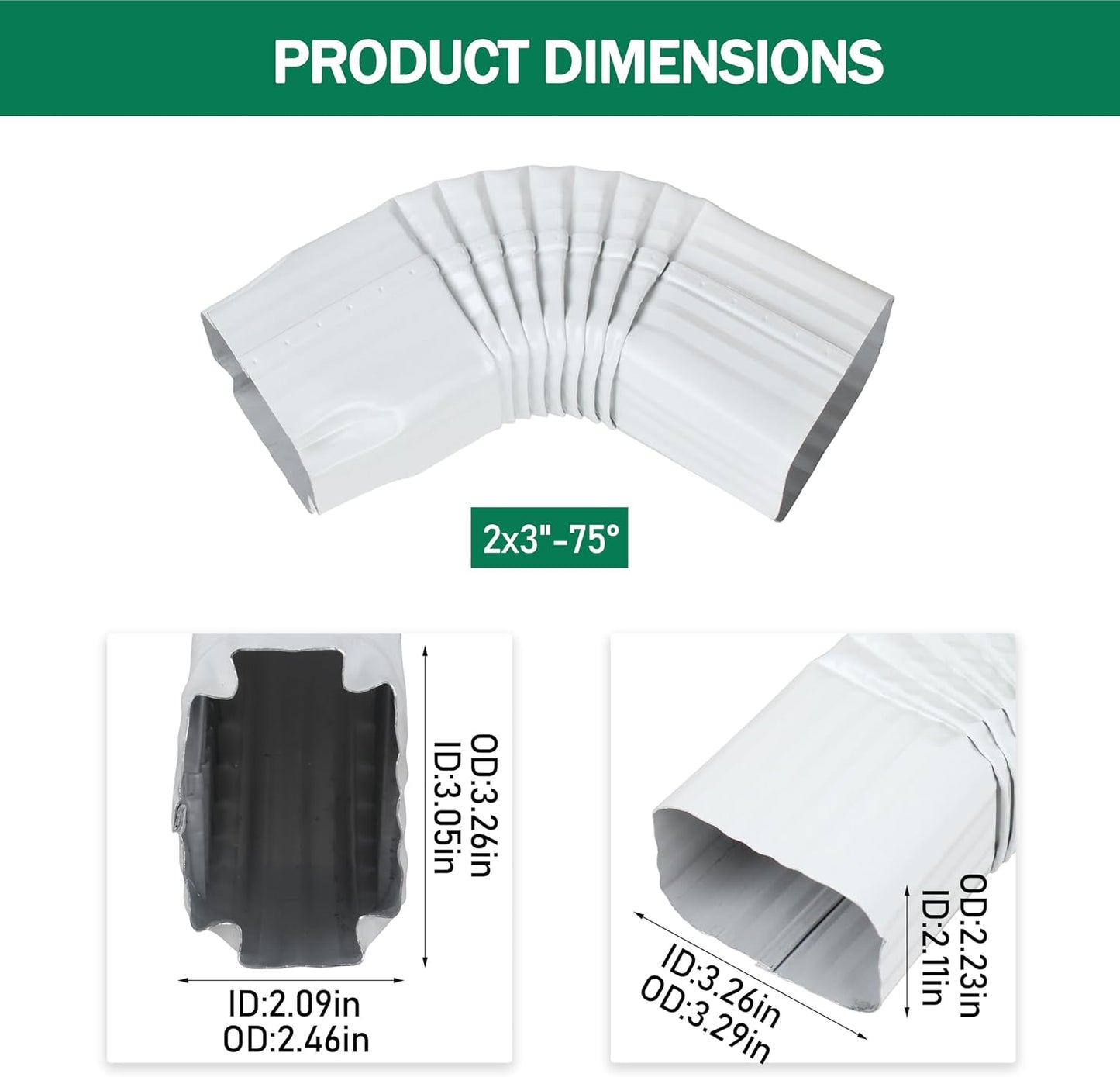 Codo bajada canalón extensión lluvia 2x3"B"