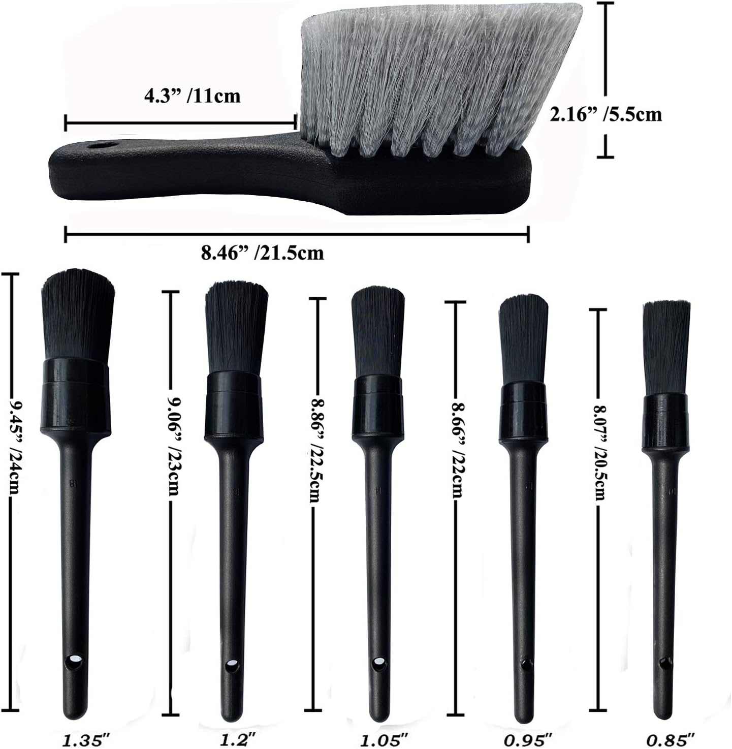 Set 7 Cepillos Ruedas Neumáticos 17" Kit Lavado Auto