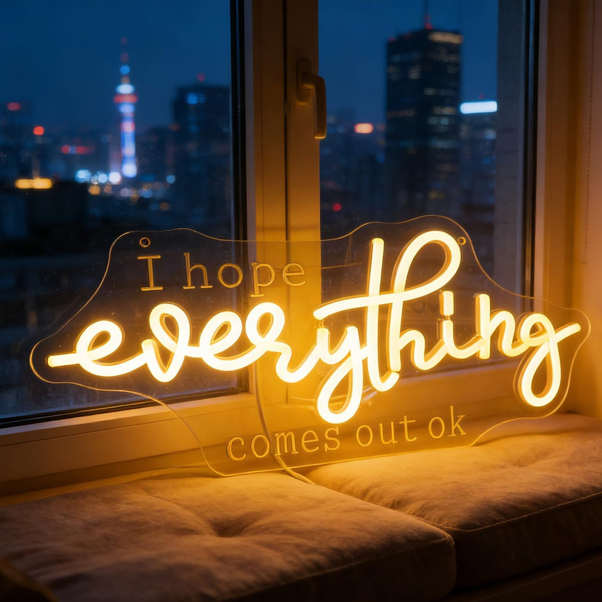 Letrero neón led usb con texto i hope everything comes out ok