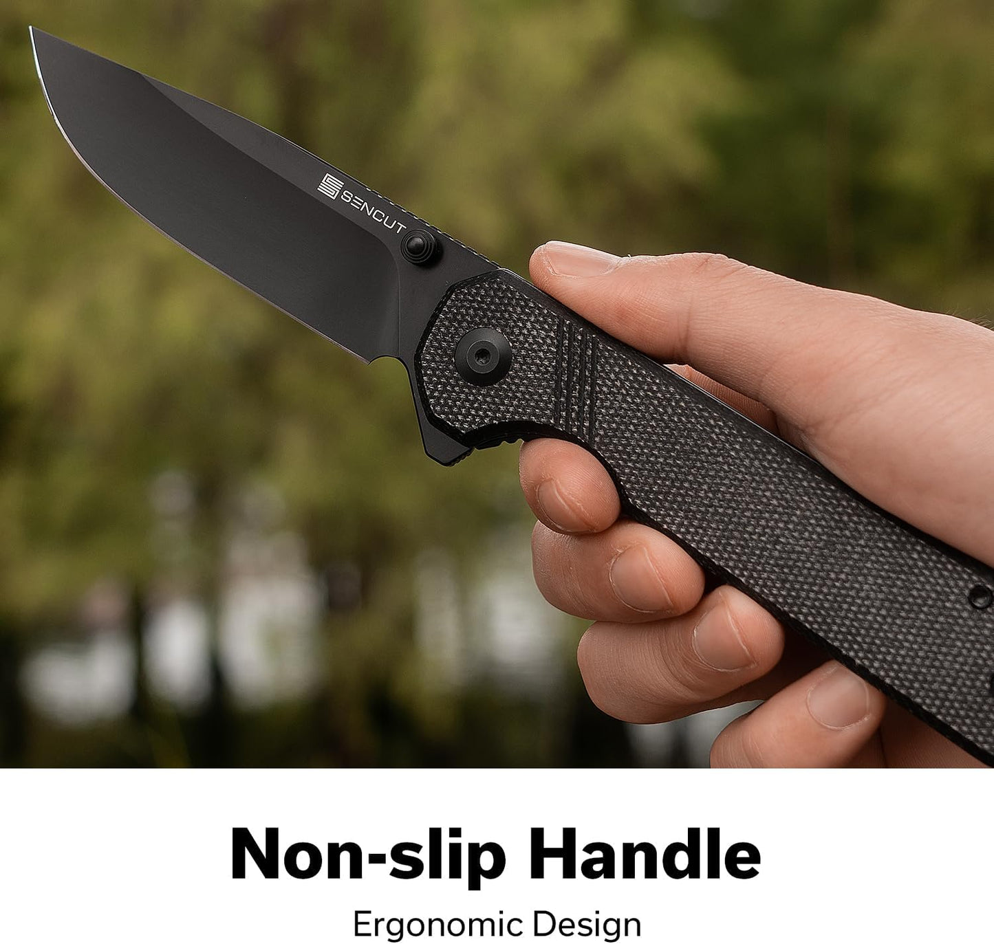 Cuchillo EDC hoja 9Cr18MoV 3.68" clip mango micarta negra