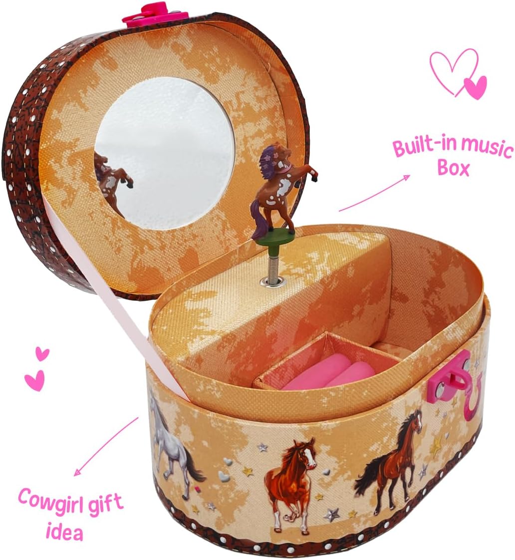 Caja joyería musical en forma de caballo ovalada