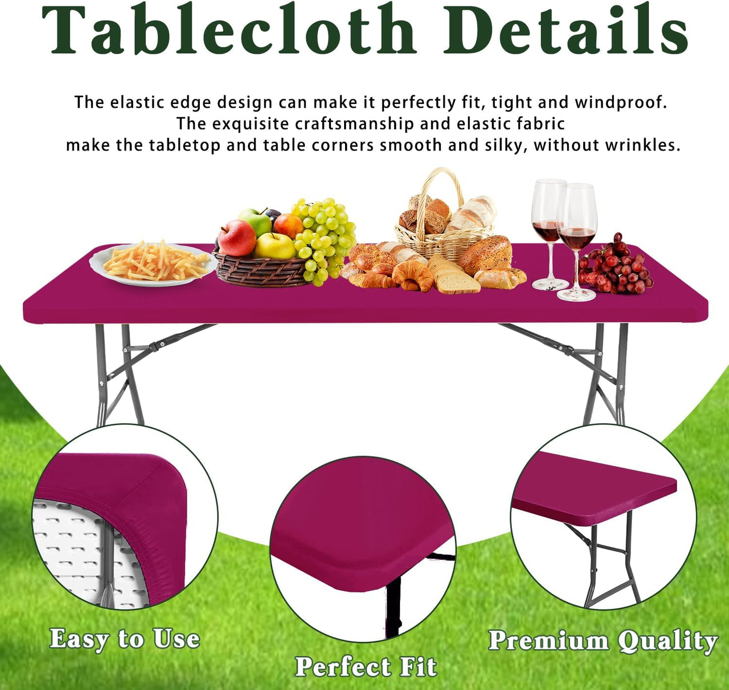 6 Manteles Elásticos para Mesa Picnic 30x72" Rosa Fuerte