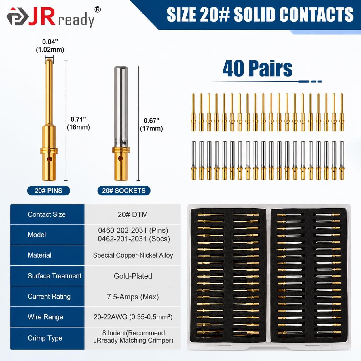 Kit terminales sólidos ST6356-20-040 contactos girados oro
