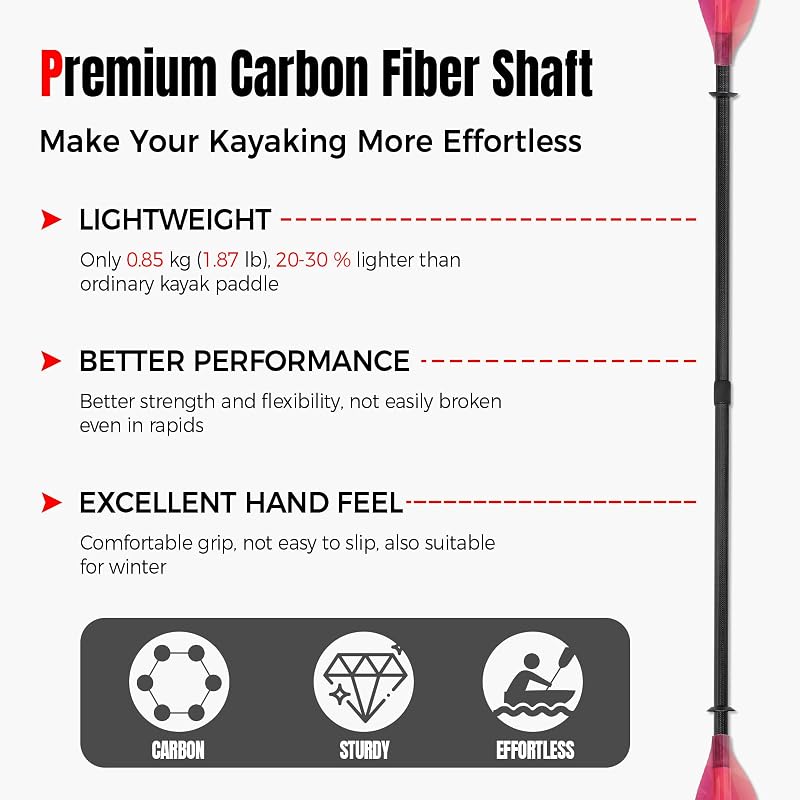 Remo Kayak Carbon Fibra Fiberglass 230-240cm Colorido