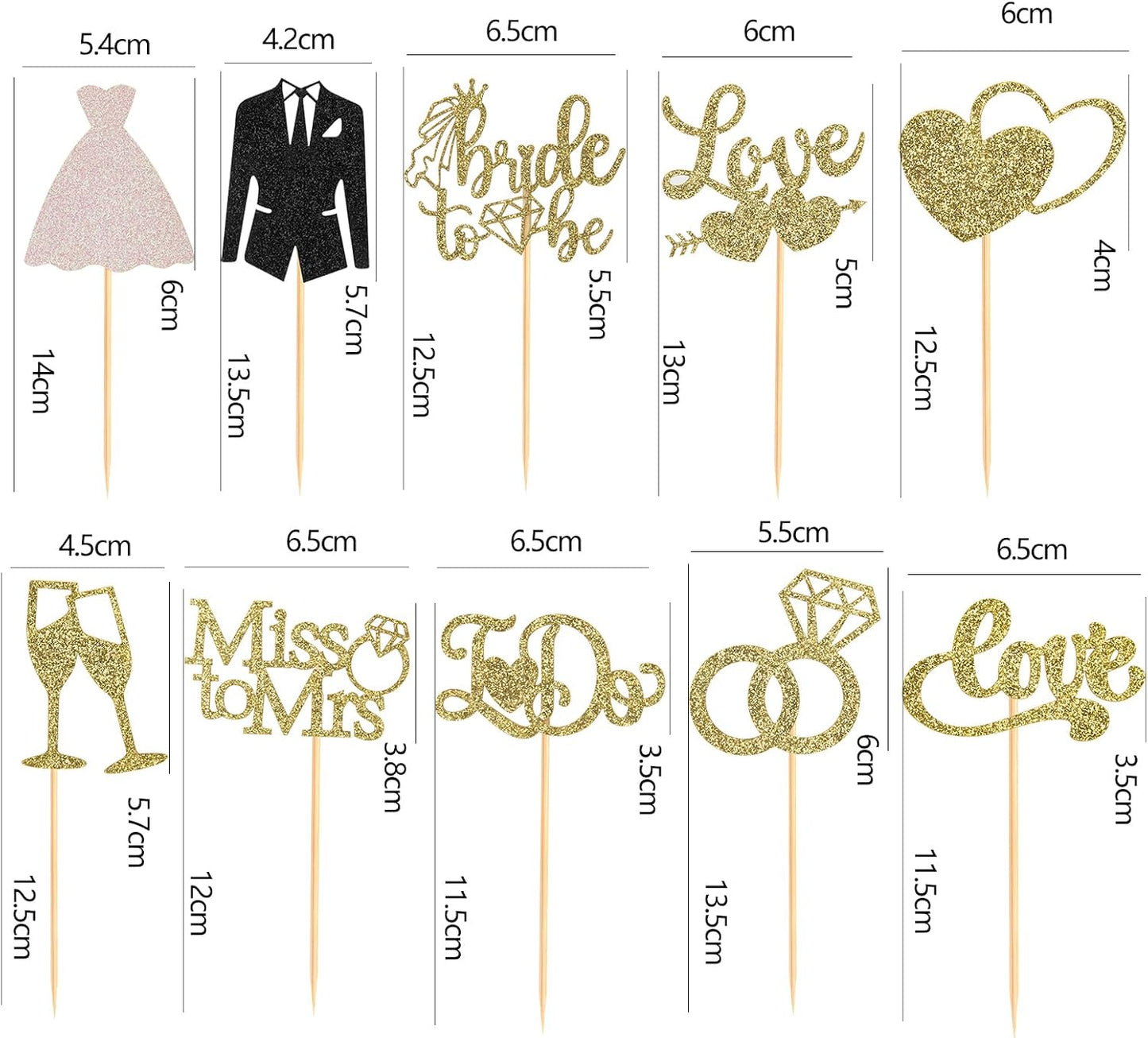 60 Pzas Decoración Cupcakes Boda Frase I Do Love Dorado