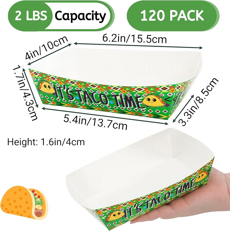 120 Bandejas Nachos 2lb Botes Tacos Bocadillos 5 de Mayo