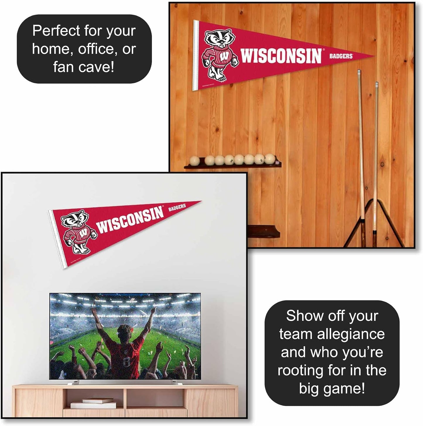 Banderín con logotipo Badgers Bucky Wisconsin